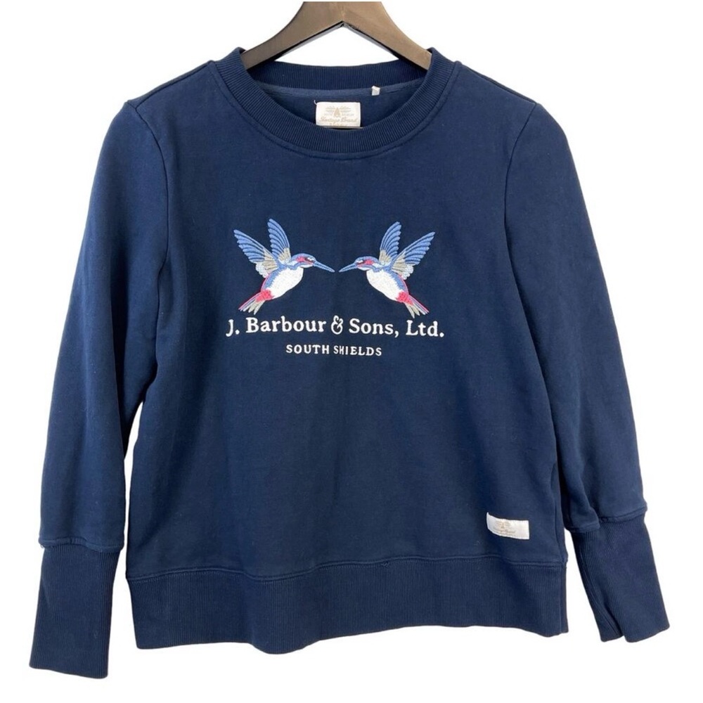 Barbour Womens Size 6 Heritage Brand 3/4 Fleece Sweatshirt Navy Blue